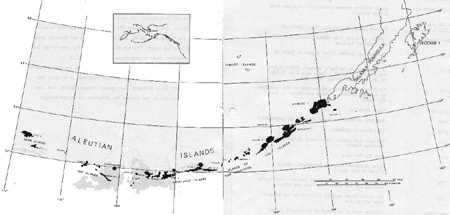 Map of Aleutian Islands
