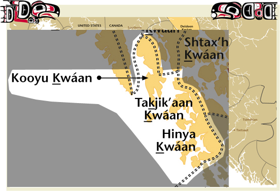 Kooyu Kw&aacute;an, Takjik'aan Kw&aacute;an, Hinya Kw&aacute;an