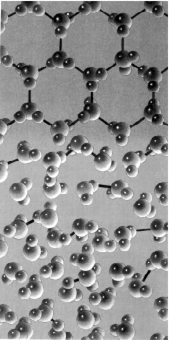 This diagram shows the crystal lattice of ice