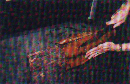 start slicing down stomach