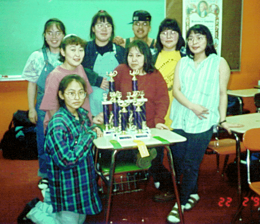 Top five winners Yup'ik and English Speech Team 1995-96