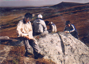 Upward Bound students doing field work for project up at Magayat Rocks