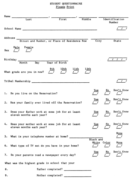Student Questionnaire