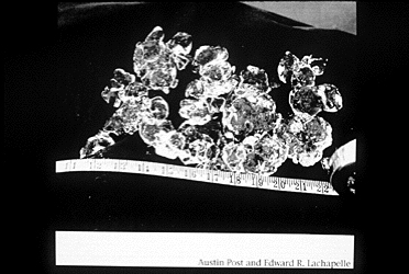 A photo of glacier ice crystals
