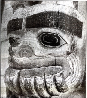 This is the face of the jade adz, which legend claims Raven used to lure the King Salmon ashore.