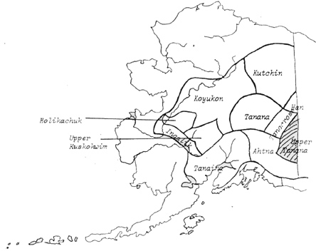 map with Athabascan regions