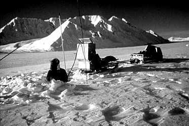 Researchers use snowmachines to travel