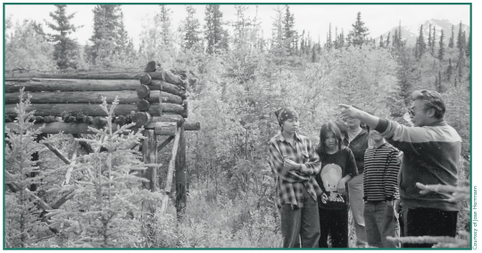 Near Batzulnetas, Laura David, Irene Bernsten, Carol Evans and Calvin John