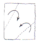 Fold two corners into the middle to form a kite shape. 
