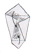 Fold the upper point down, and fold the lower point up.