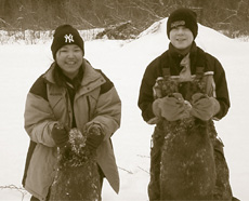 Margie Larson and Jimmie Polty with their first beaver