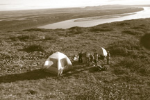 Seventh- and eighth-grade students camped on top of the mountain